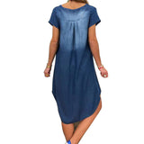 Women V Neck Denim Dresses - Glefidiya