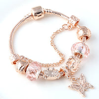 Lady Rose golden Charm Bracelet - Glefidiya