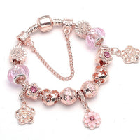 Lady Rose golden Charm Bracelet - Glefidiya