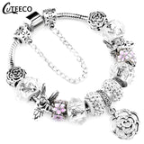 Silver Crystal Flower Fairy Bead Fit Brand Bracelets - Glefidiya