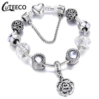 Silver Crystal Flower Fairy Bead Fit Brand Bracelets - Glefidiya