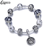 Silver Crystal Flower Fairy Bead Fit Brand Bracelets - Glefidiya