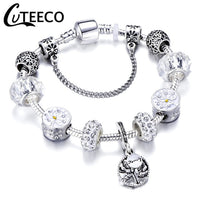 Silver Crystal Flower Fairy Bead Fit Brand Bracelets - Glefidiya