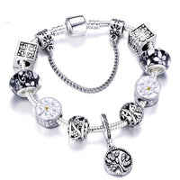 Silver Crystal Flower Fairy Bead Fit Brand Bracelets - Glefidiya