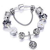 Silver Crystal Flower Fairy Bead Fit Brand Bracelets - Glefidiya