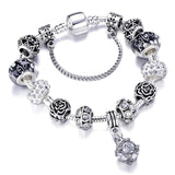 Silver Crystal Flower Fairy Bead Fit Brand Bracelets - Glefidiya