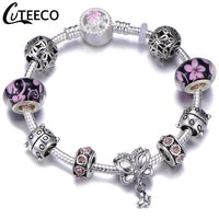 Silver Crystal Flower Fairy Bead Fit Brand Bracelets - Glefidiya