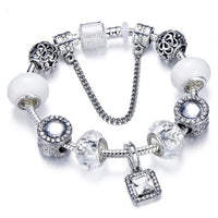 Silver Crystal Flower Fairy Bead Fit Brand Bracelets - Glefidiya