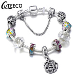 Silver Crystal Flower Fairy Bead Fit Brand Bracelets - Glefidiya