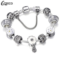 Silver Crystal Flower Fairy Bead Fit Brand Bracelets - Glefidiya