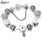 Silver Crystal Flower Fairy Bead Fit Brand Bracelets - Glefidiya