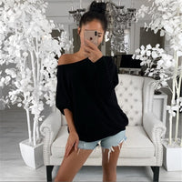 Women Off Shoulder Long Sleeve shirt - Glefidiya