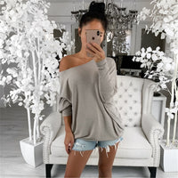 Women Off Shoulder Long Sleeve shirt - Glefidiya