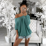 Women Off Shoulder Long Sleeve shirt - Glefidiya