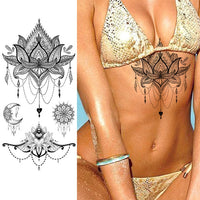 Women Body Chest Temporary Tattoo - Glefidiya