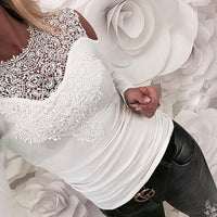 Women Off Shoulder Lace Blouses - Glefidiya