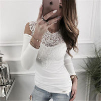 Women Off Shoulder Lace Blouses - Glefidiya