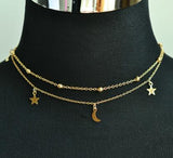 New fashion 2 layer star moon choker necklace - Glefidiya