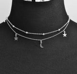 New fashion 2 layer star moon choker necklace - Glefidiya