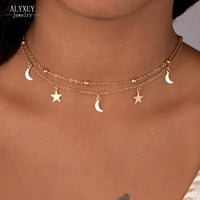 New fashion 2 layer star moon choker necklace - Glefidiya